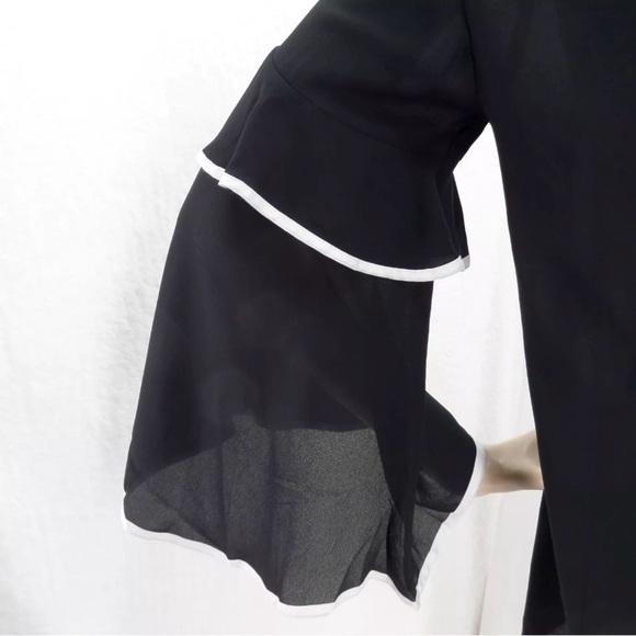 Loft Outlet Black and White long Peasant Sleeve top - Picture 3 of 7